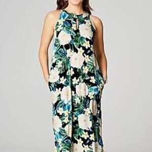 J. Jill Blue and White Maxi Dress, with Pockets